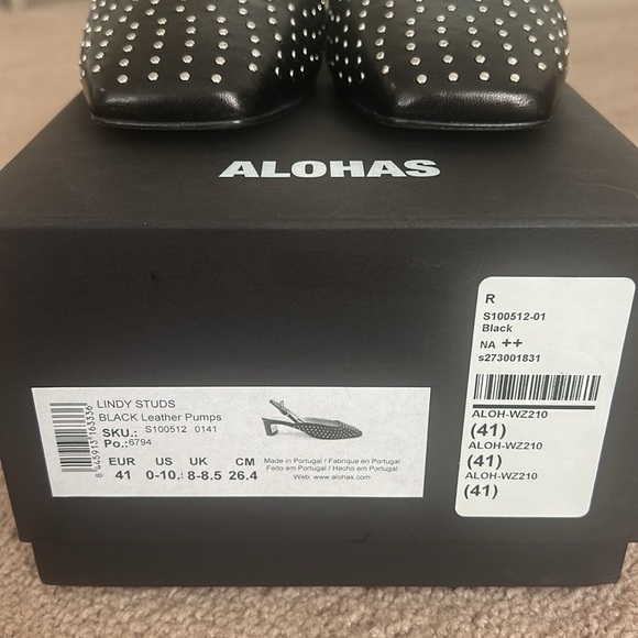 Alohas Leather Studded Slingback Kitten Heels 10/41 - Picture 7 of 9